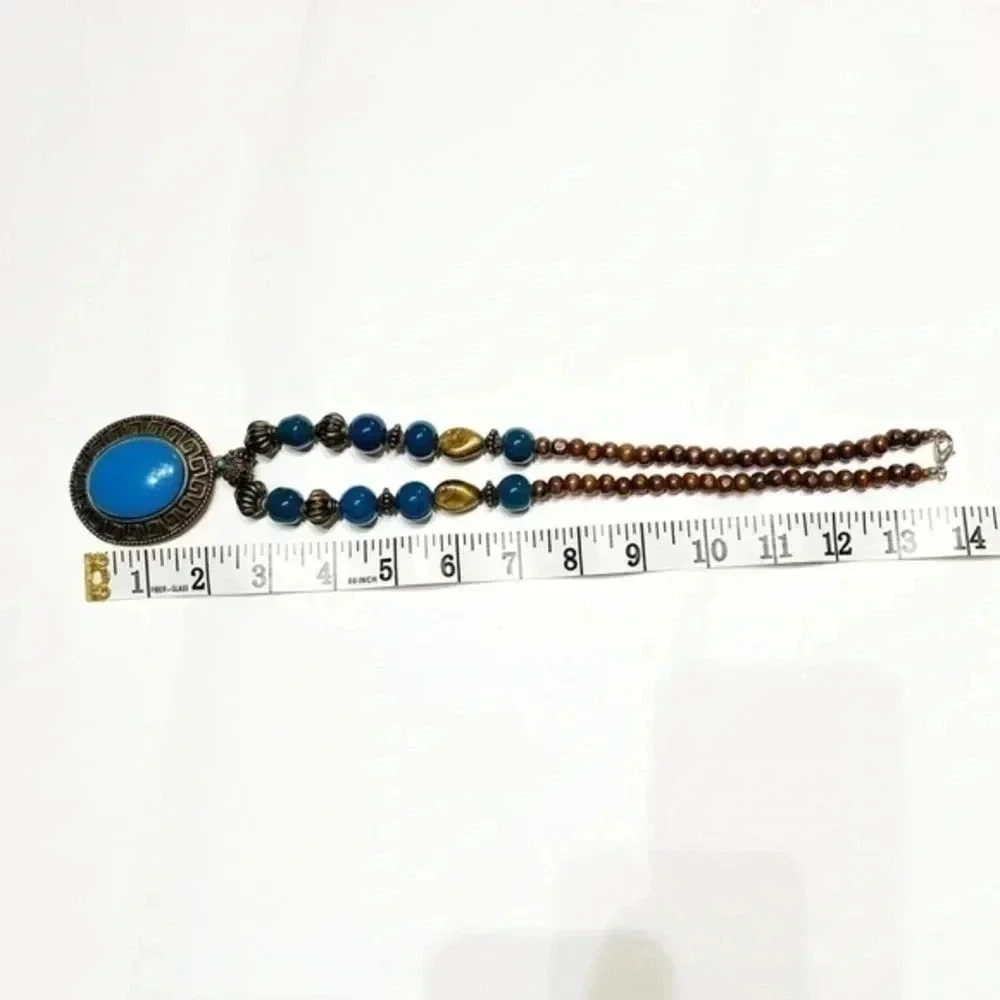 Fashion Statement Necklace Bold Deep Blue Ocean Pendant